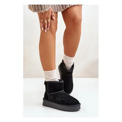 Women's suede snow boots on a platform above the ankles black Rianaella