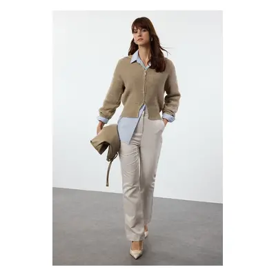 Trendyol Beige Straight Pattern Woven Trousers