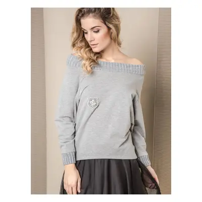 Blouse MI... MI with ribbing in thick fabric grey