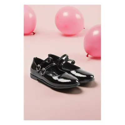 Trendyol Black Double Banded Patent Leather Mary Jane Girls Flats