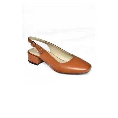 Fox Shoes Camel Genuine Leather Thick Heeled Women's Shoes