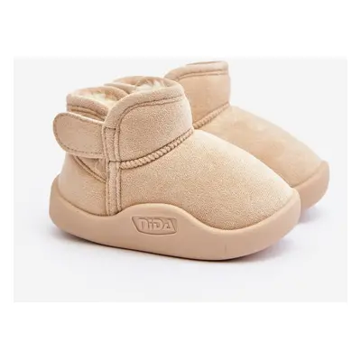 Beige children's snow boots lined with fur, Benigna