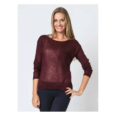 Thin sweater with burgundy pocket