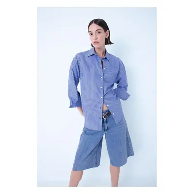 DEFACTO Oversize Fit Shirt Collar Poplin Long Sleeve Shirt