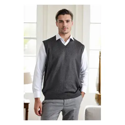 90829 Dewberry V Neck Sleeveless Knit Mens Sweater-DARK GREY