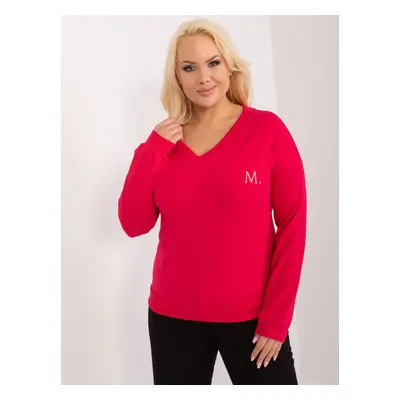 Red casual cotton blouse plus size