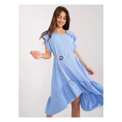 Light blue asymmetrical dress with ruffles