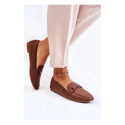 Suede moccasins with decoration of brown Santi