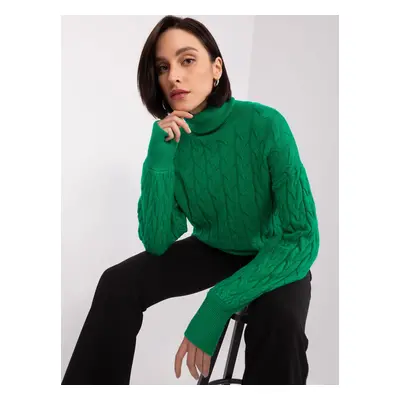 Women's green turtleneck with braids