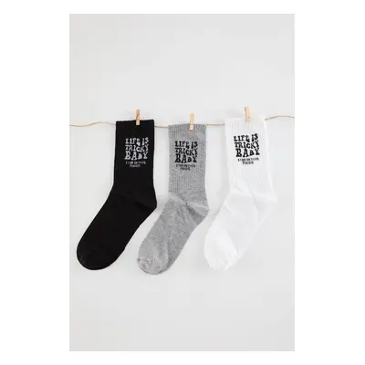 Trendyol Multi-Colored Unisex 3-Piece Cotton College-Tennis-Medium Size Socks