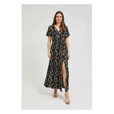 Women's midi dress with MOODO pattern - black