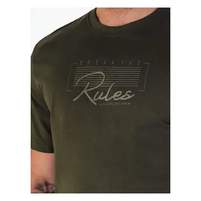 Men's T-shirt with print, green Dstreet