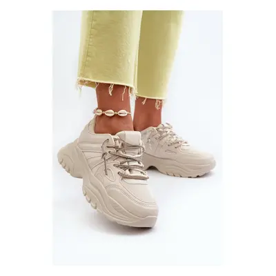 Women's sneakers with a chunky sole with decorative lacing beige Relissa