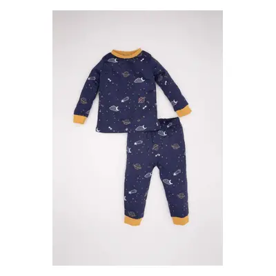 DEFACTO Baby Boy Star Patterned Long Sleeve Top Long Bottom Cotton Pajamas Set