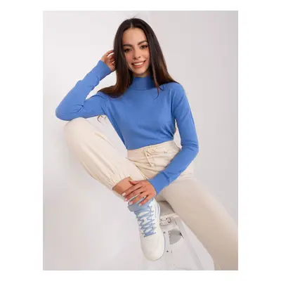 Blue turtleneck with long sleeves