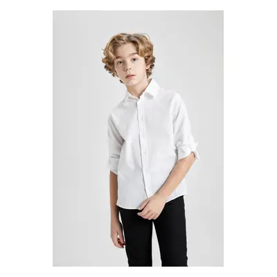 DEFACTO Boy's April Children's Day Polo Neck Long Sleeve White Shirt