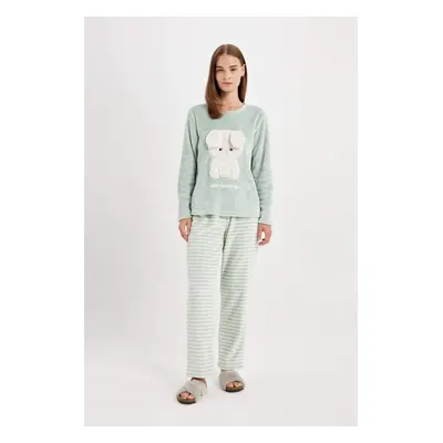 DEFACTO DFC - Fall in Love Printed Long Sleeve Welsoft Plush Pajama Set