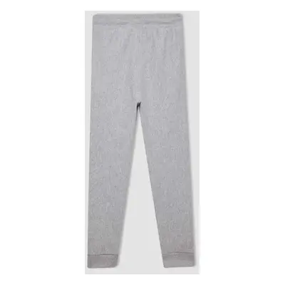 DEFACTO Boy Gray Elastic Waist Leg Pocket School Jogger Sweatpants