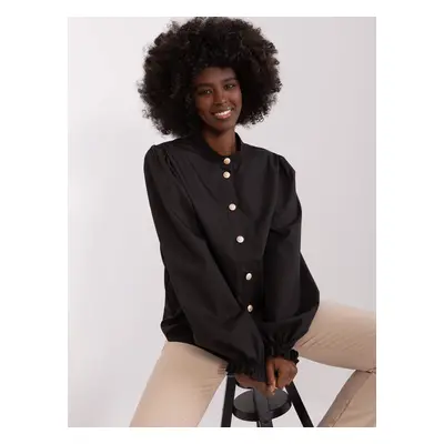 Classic black shirt with puff sleeves