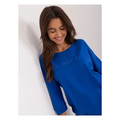 Cobalt blue blouse with a round neckline