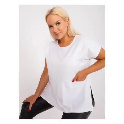 White plus size blouse with side slits