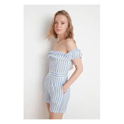 Trendyol Blue Petite Striped Jumpsuit