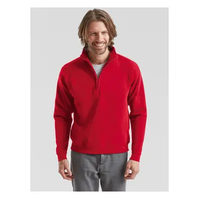 Red Men's Zip Neck Sweat Fruit of the Loom