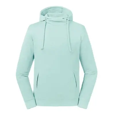 Niebieska bluza unisex Pure Organic High Collar Hooded Sweat Russell