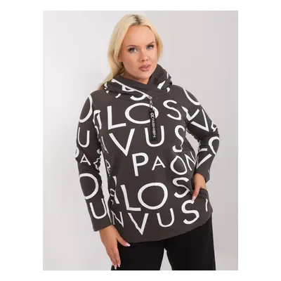 Dark khaki cotton sweatshirt plus size with print