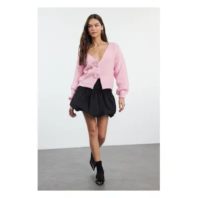 Trendyol Powder Rose Detailed Knitwear Cardigan