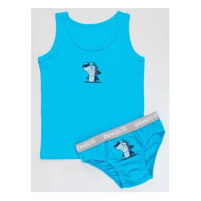 Denokids Shark Boy Blue Undershirt Slip Set