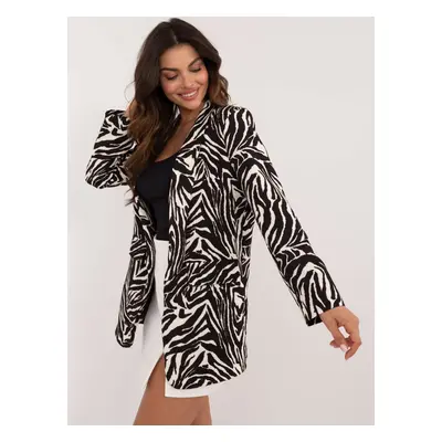 Ecru - black blazer with zebra print