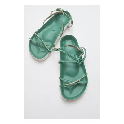 LuviShoes Muse Genuine Leather Green Women's Sandals