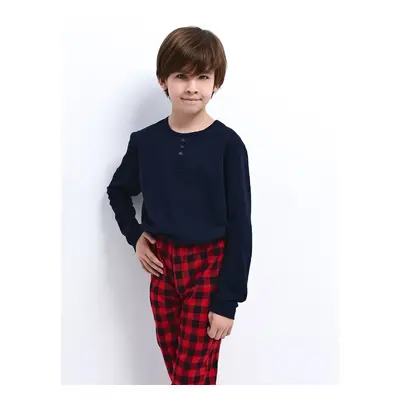 Pyjamas Sensis Louie Kids Boy Christmas length navy blue