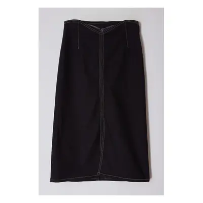 Trendyol Black Waist Detailed High Waist Denim Skirt