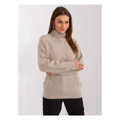 Dark beige women's sweater with cuffs