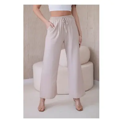 Viscose wide trousers in dark beige color