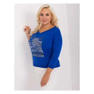 Cobalt blouse of larger size with print