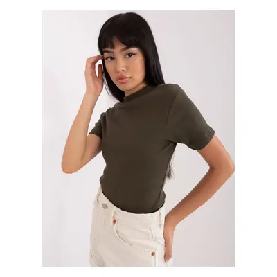 Khaki fitted ribbed blouse