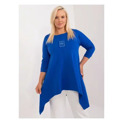 Navy blue women's oversize blouse with oversize cut