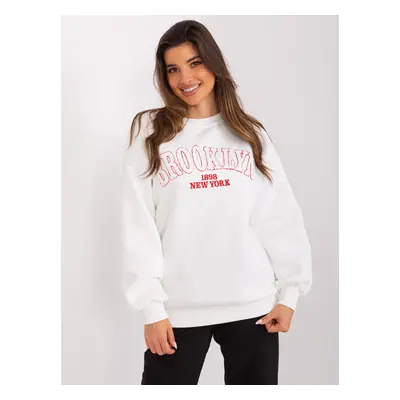 Ecru women's hoodless sweatshirt with inscription