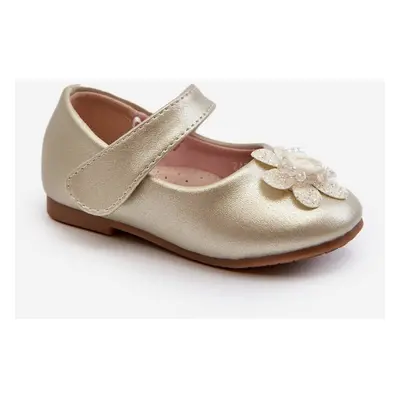 Children's ballerinas with Velcro closure and gold serinde decoration