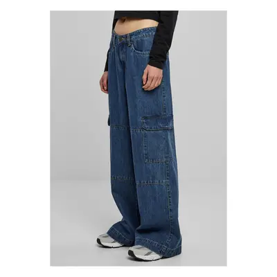 Ladies Low Waist Cargo Denim - Blue