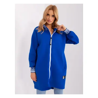 Cobalt blue zip-up sweatshirt with insulation