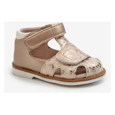 Children's patterned velcro sandals gold Maellita