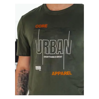 Men's T-shirt with print, green Dstreet