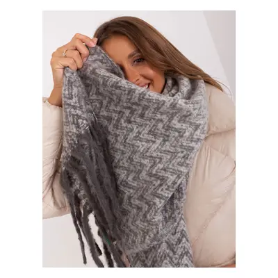 Grey and white women's scarf with patterns