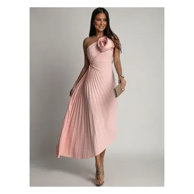 Women's elegant pleated dress Fasardi - powder pink