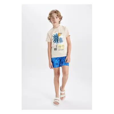 DEFACTO Oversized Palm Printed Short Sleeve T-Shirt Swim Shorts 2-Piece Set