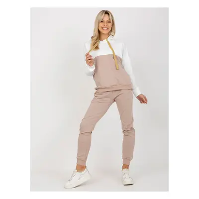 Ecru-beige women's tracksuit with sweatshirt